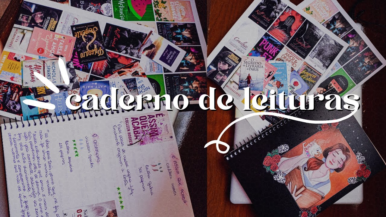 Caderno de leituras + figurinhas com capas de livros