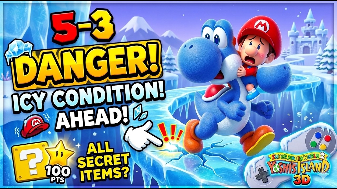¡EL NIVEL MÁS RESBALADIZO! ❄️ Yoshi's Island 5-3: Danger - Icy Condition Ahead! #nintendo #gaming