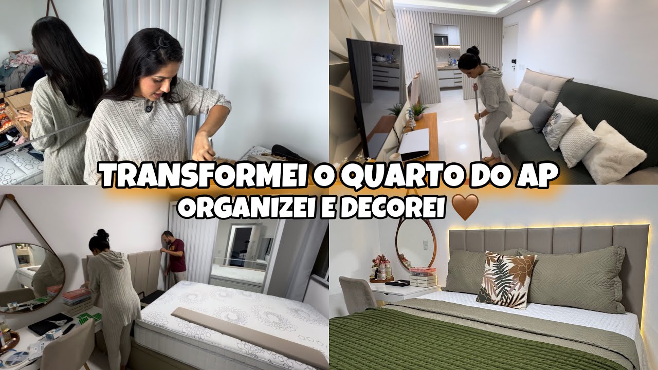 ROTINA E NOVIDADES - Transformei o Quarto do Ap, Organizei e Decorei ♥️