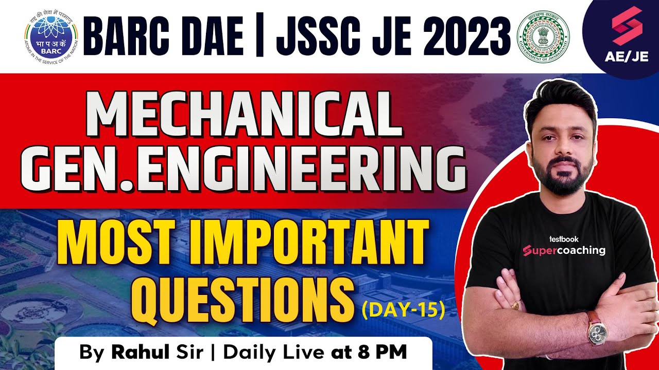 JSSC JE/BARC Recruitment 2023 | Most Important Questions-15 |JSSC JE General Engineering | Rahul Sir