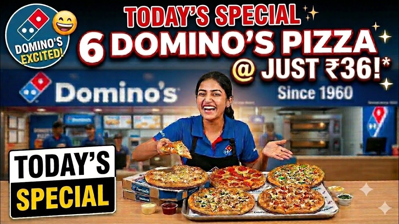 6 DOMINOS PIZZA in ₹36 मे😋|dominos coupon code today|Domino's Pizza offer|dominos pizza offers today