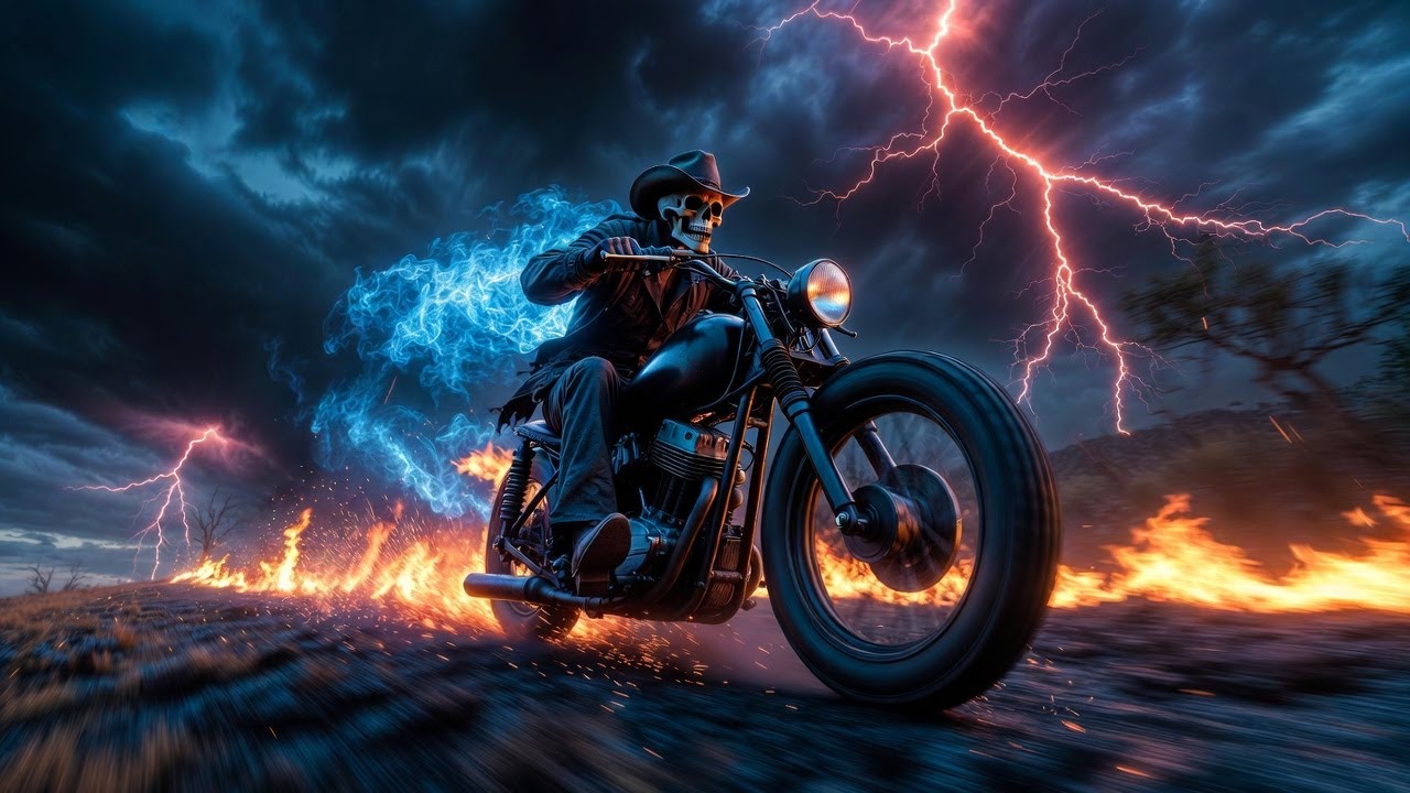 🔥 Dark Country Outlaw | Blue Hellfire, Red Thunder | Ride of the Burning Skull #darkcountry