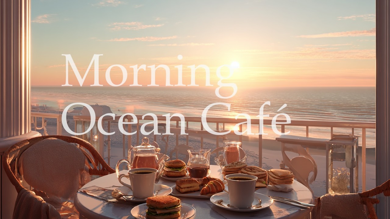 Ocean Waves & Piano Jazz ☕ Calm Café Music for Relaxing