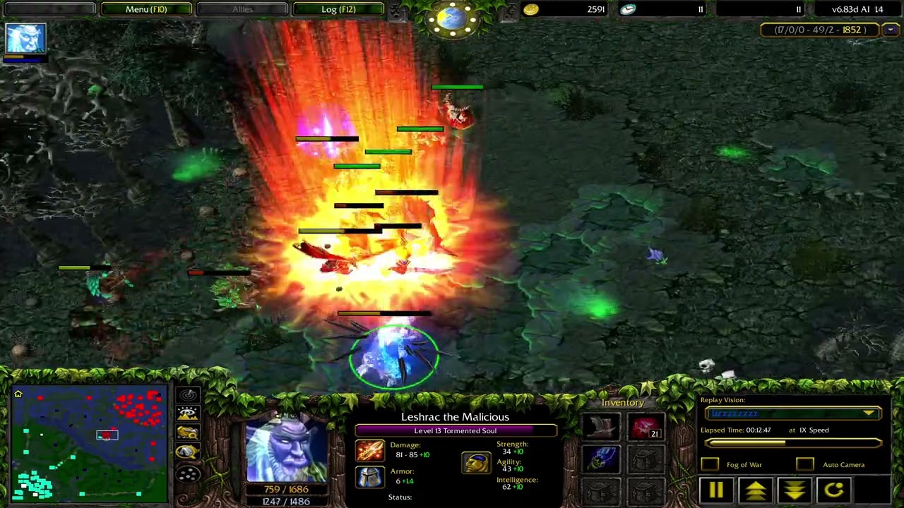 Warcraft 3 Dota 1 Leshrak 1vs5 computers insane Full ❤️👍👌😎🎄🍀