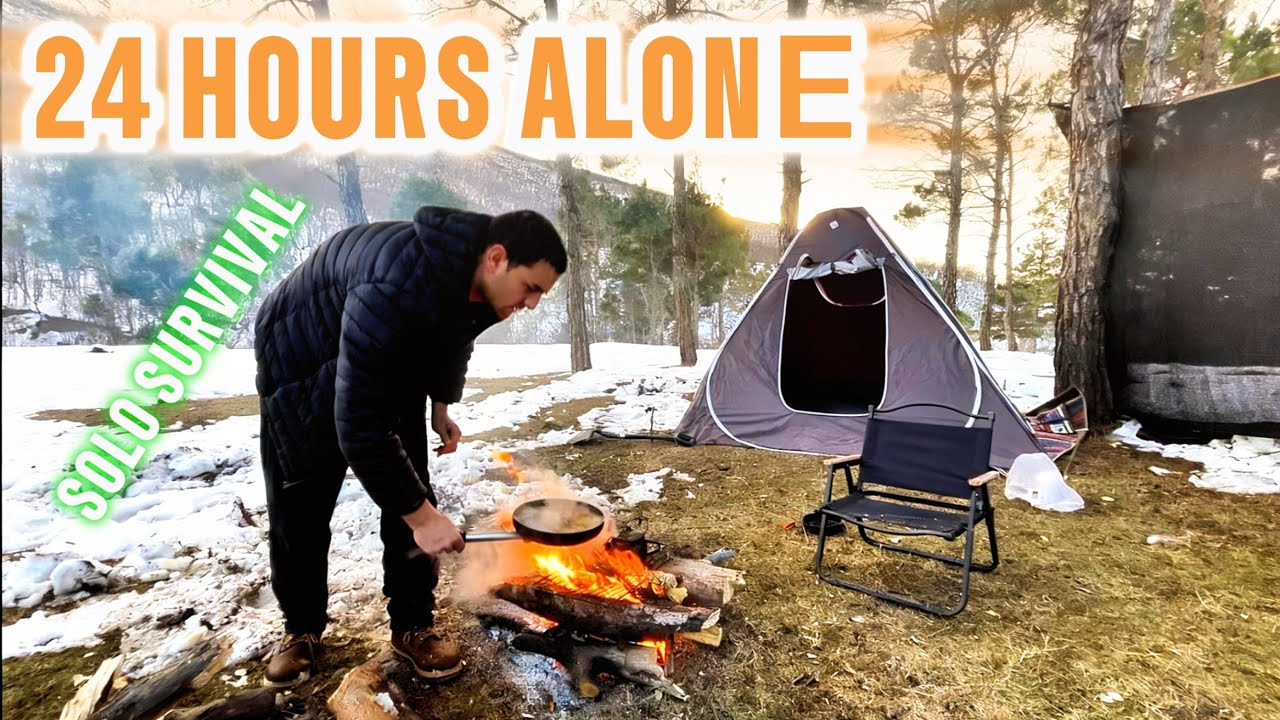24 Hours Alone in a Frozen Forest at High Altitude | Solo Survival
