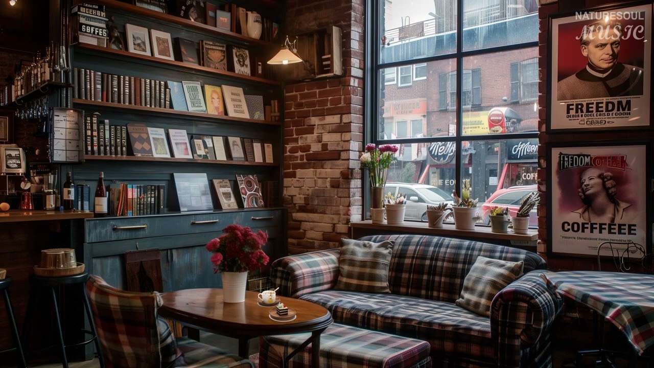 Cozy Coffee Shop Ambience ☕ Relaxing Jazz Piano & Rain Sounds for Study, Work & Deep Focus
