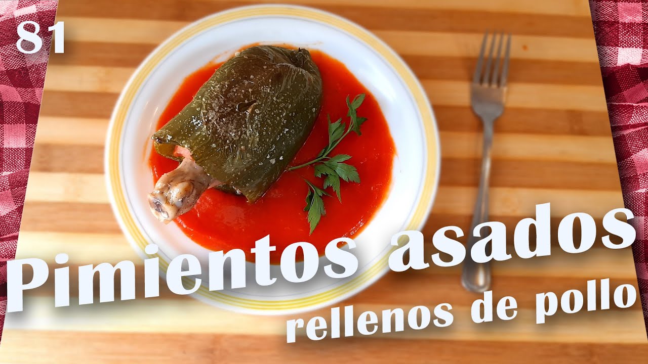 Pimientos asados rellenos de pollo