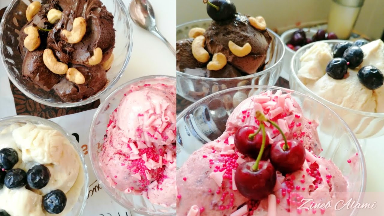 جبتلك باش تبرد فهاد الصهد🔥آيس كريم منزلي🍨🍫🍌🍒 كل نكهة تنسيك في الأخرى Easy Homemade ice cream recipes