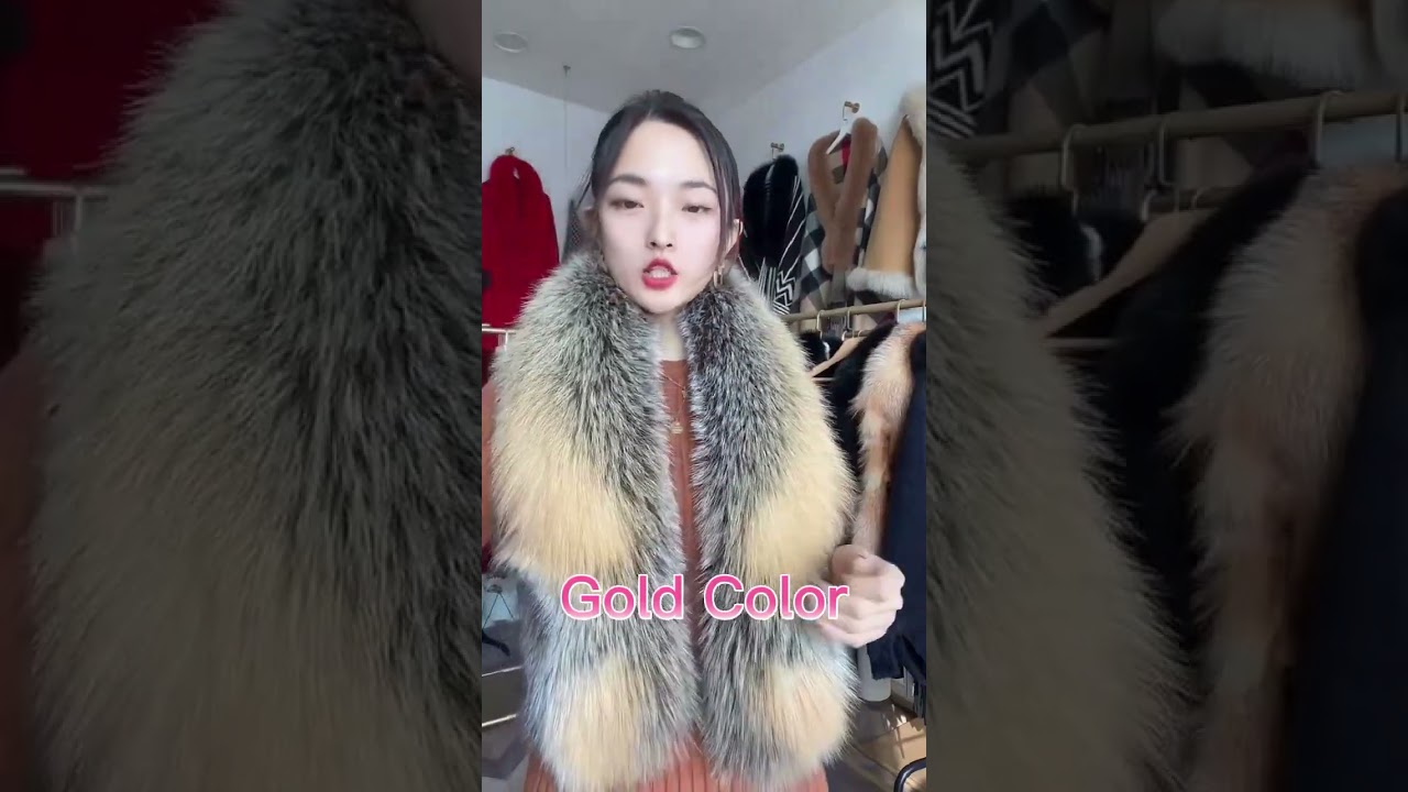 MWFur Real Fox Fur Scarf Luxury Big Fox Skin Scarf Natural Fox Fur Stole Genuine Fox Fur Shawl Pocke