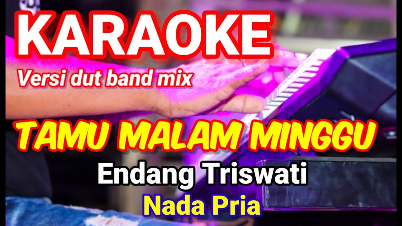TAMU MALAM MINGGU - Endang Triswati | Karaoke dut band mix nada pria | Lirik