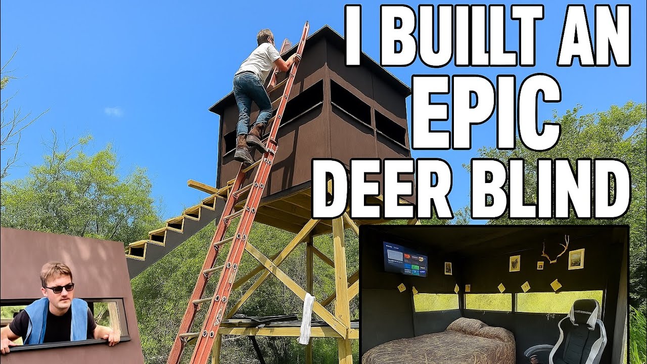 I Built the Most Insane Deer Blind EVER— By Hand in the Middle of a Swamp!! Bed & TV!!