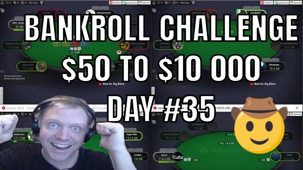 Bankroll Challenge $50 to $10 000 - Day #35 | NL10 and NL5 🤠