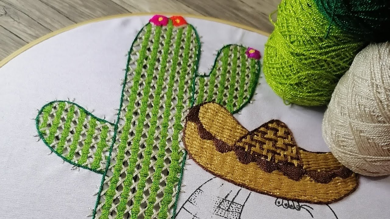 Borda muy Fácilmente un Hermoso Cactus 🌵 //Bordado Méxicano 🇲🇽 //Fiestas Patrias.