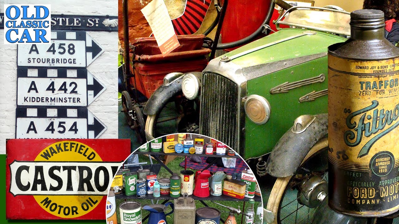 More photos of stunning old-car automobilia (x140) inc vintage enamel signs, pedal cars, oil cans +