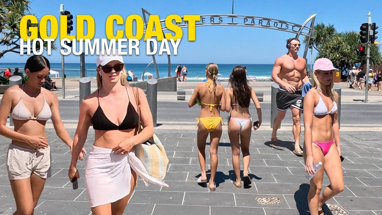 Gold Coast Australia - HOT Summer Day 33C (91F) - 4K UHD Walks and Rides