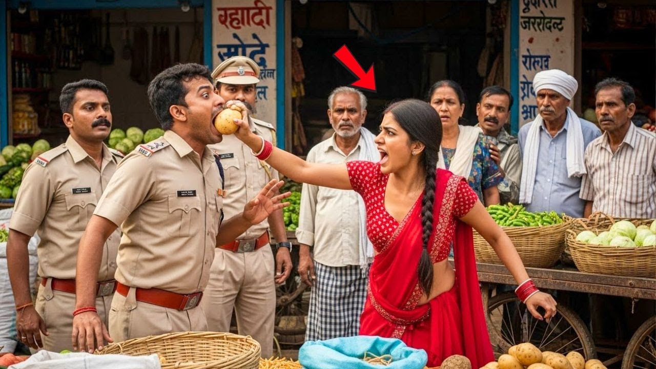 आलू बेचने वाली के भेस में एसपी मैडम—जनता से बदसलूकी करता पुलिसकर्मी रंगे हाथों पकड़ा गया!