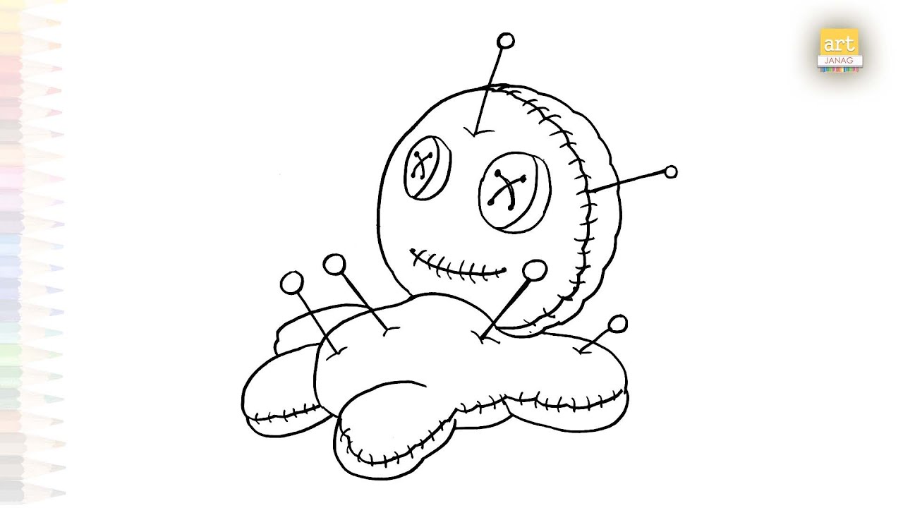 Voodoo doll drawing | Cartoon art tutorial | How to draw A Voodoo doll step by step | #artjanag