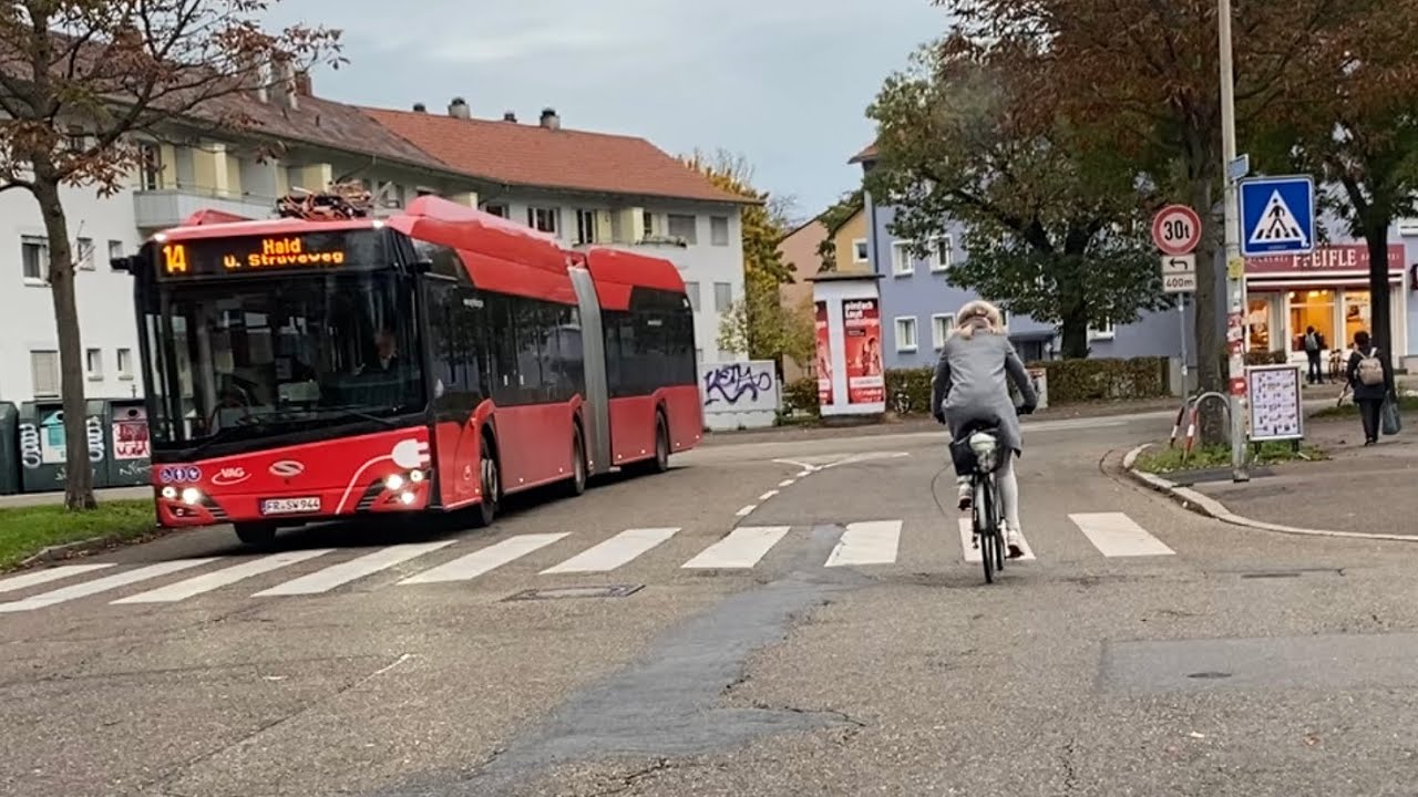 Mit dem Bus 🚌durch Freiburg❤️Herbst🍁Linie 14 Haid-Hauptbahnhof 🚂