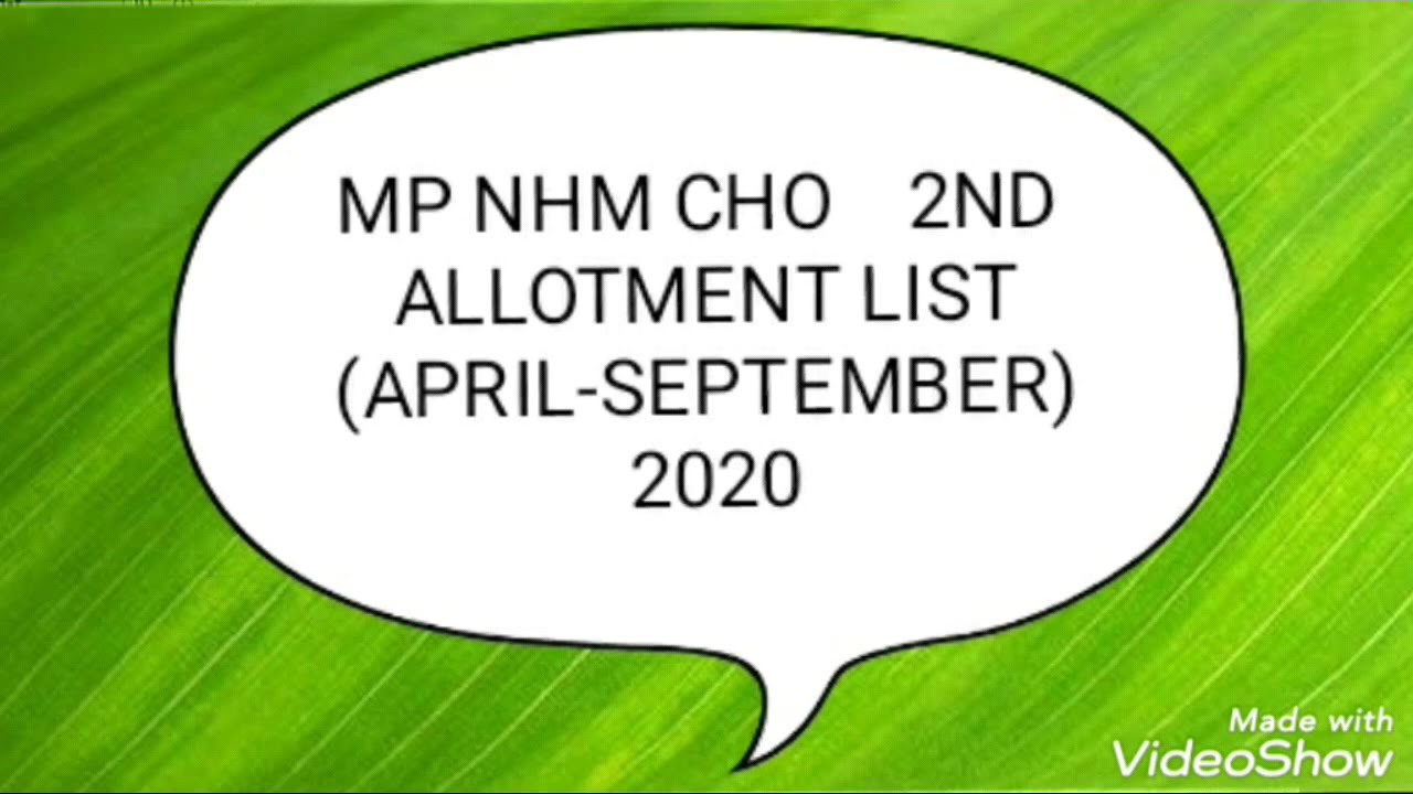 MP NHM CHO 2 ND ALLOTMENT LIST (April - September) 2020