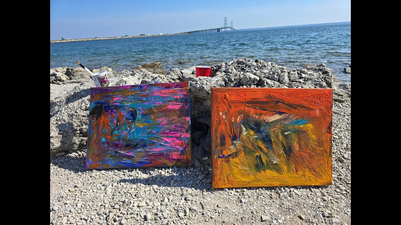mackinac bridge painting session mighty mac abstract