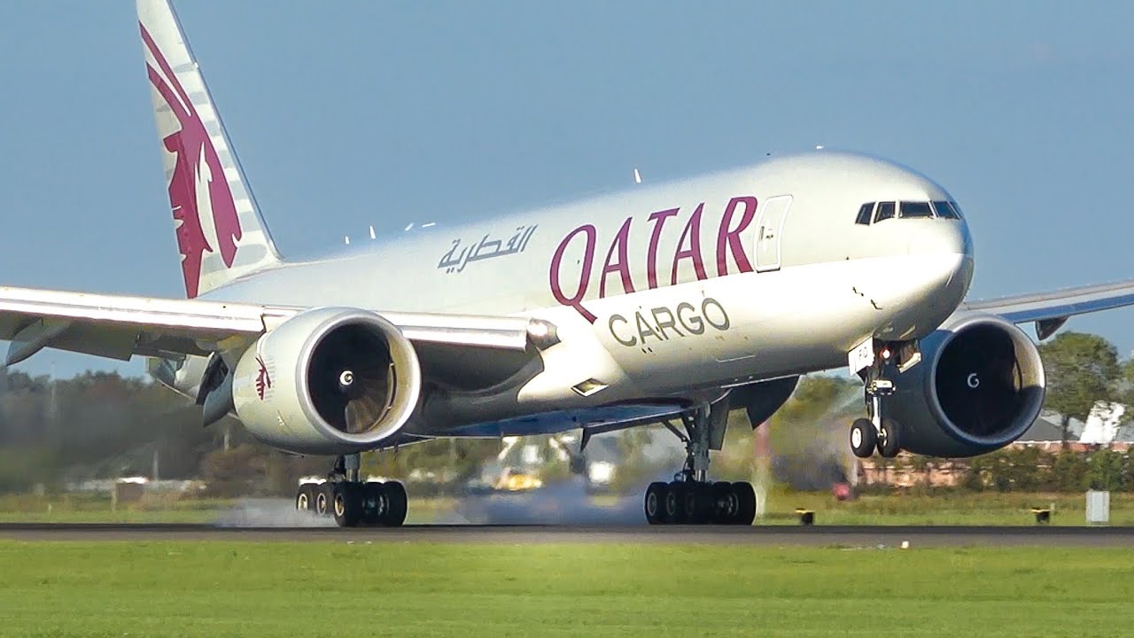 (4K) QATAR Cargo Planes Only! Beautiful Plane Spotting at Schiphol Amsterdam - 7x 777 landing!