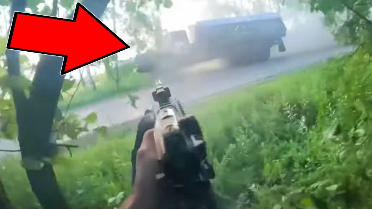 M249 CUTS Through Truck Full Of Russian Soldiers (*REAL FOOTAGE*)