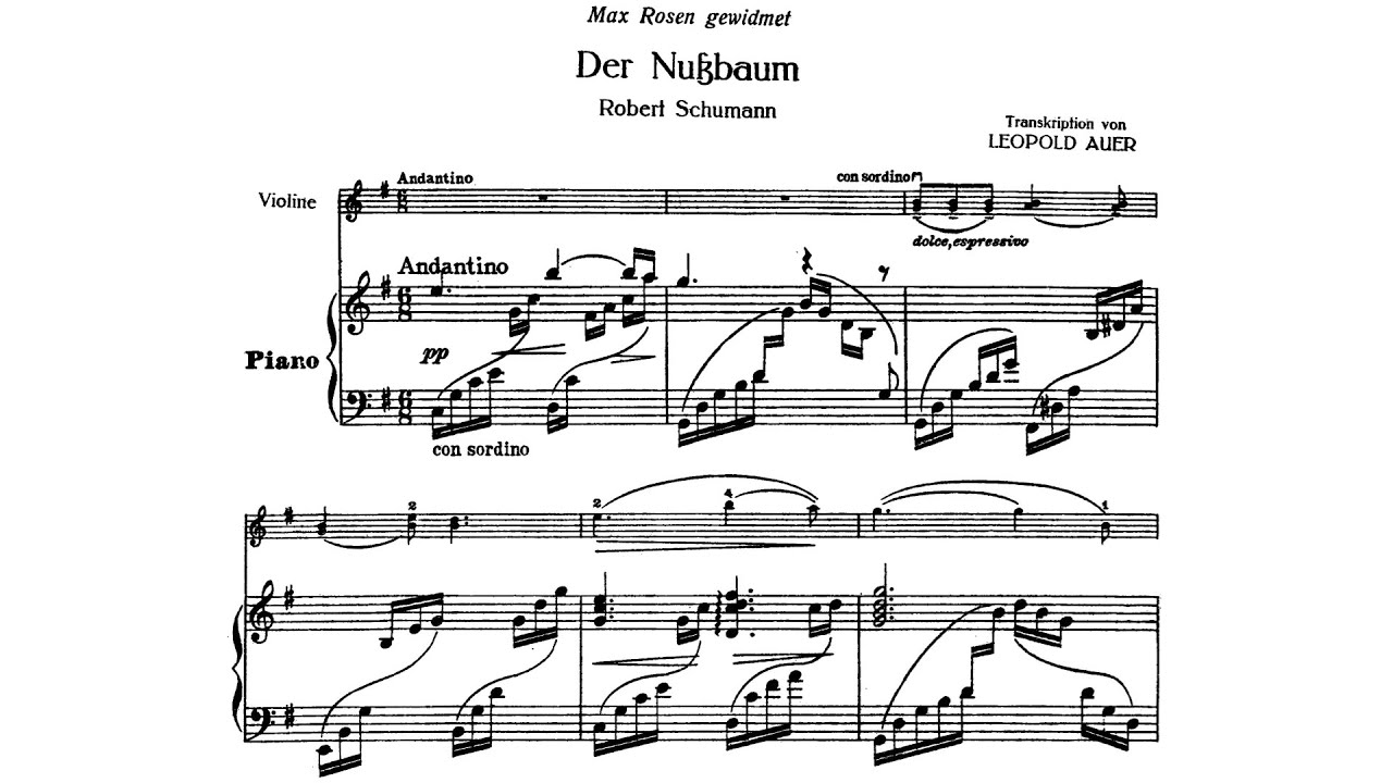 Der Nussbaum - Robert Schumann || Arr. for Violin and Piano (Score Video)