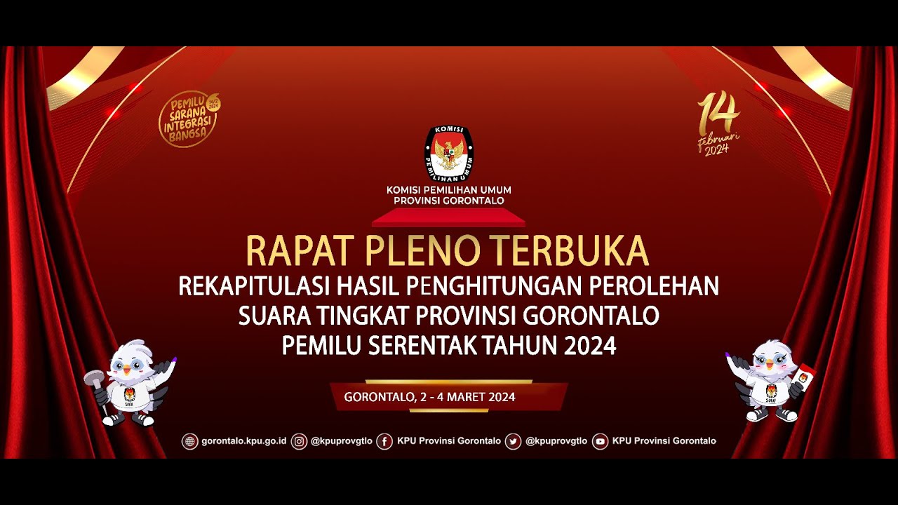 HARI KE 3 - RAPAT PLENO REKAPITULASI HASIL PENGHITUNGAN PEROLEHAN SUARA TINGKAT PROVINSI GORONTALO