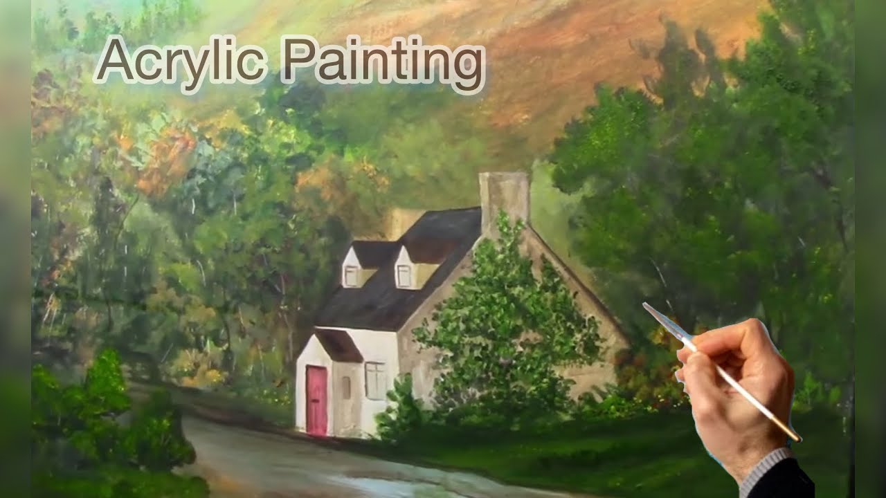 Создайте красивую картину с пейзажем загородного дома с легкостью.