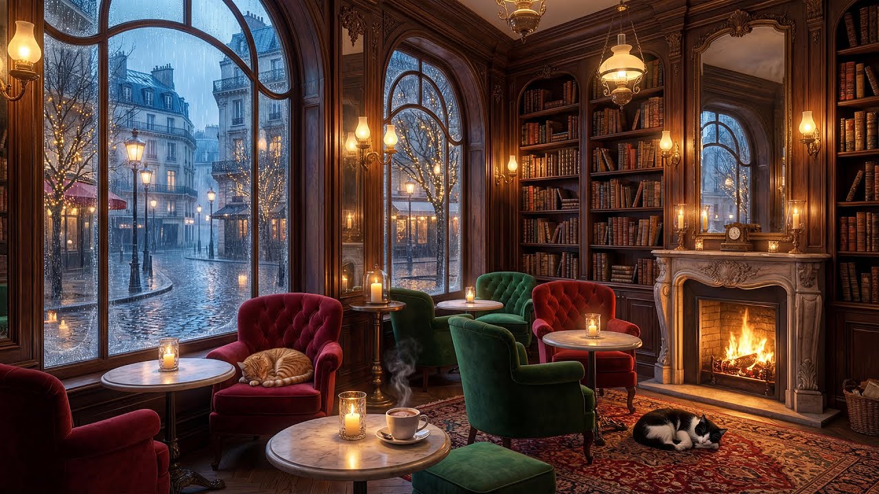 Alone in the Old Library 🕯️ Relaxing Piano & Fireplace Sounds