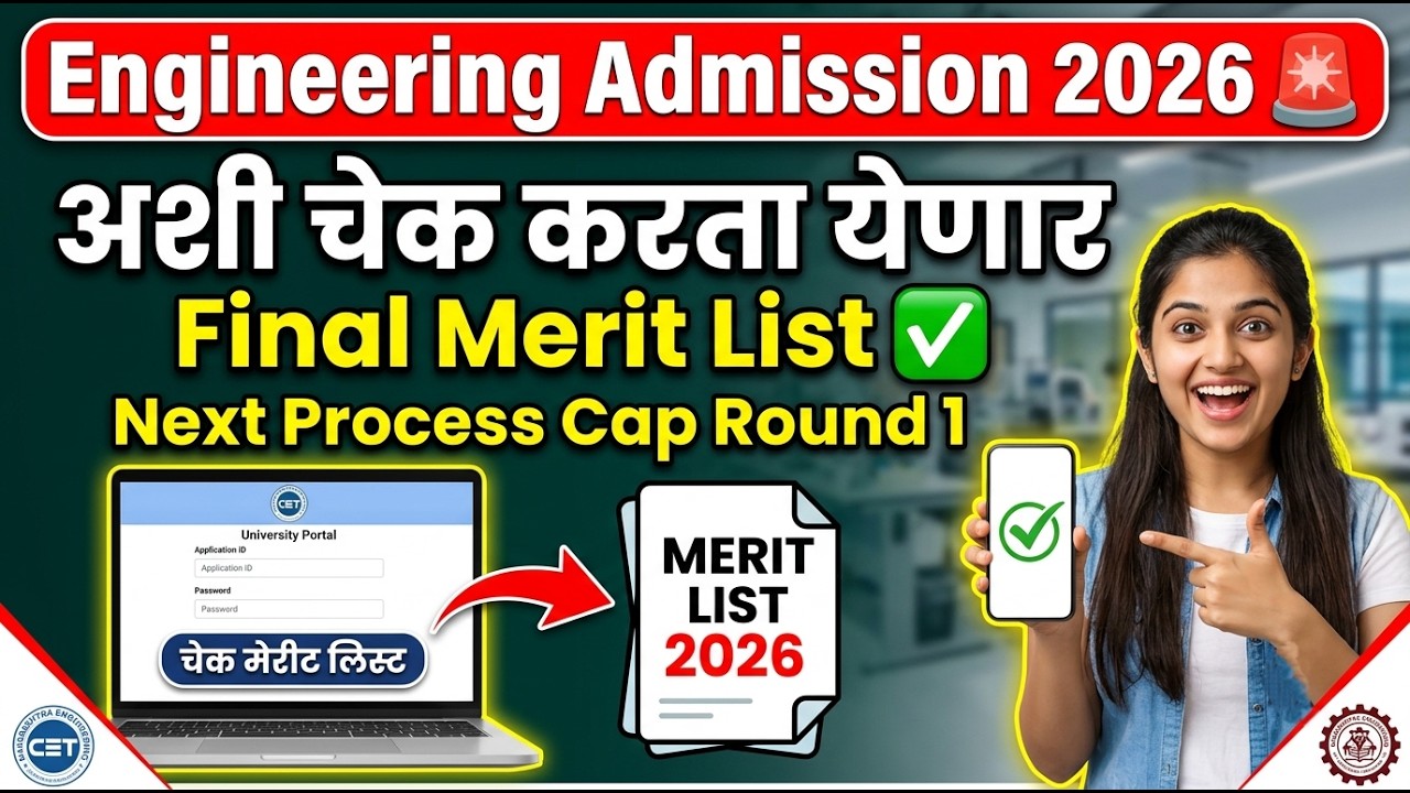 Engineering Final Merit List 2026 🚨 MHT CET Final Merit List 2026 ✅ Engineering Final Merit List 
