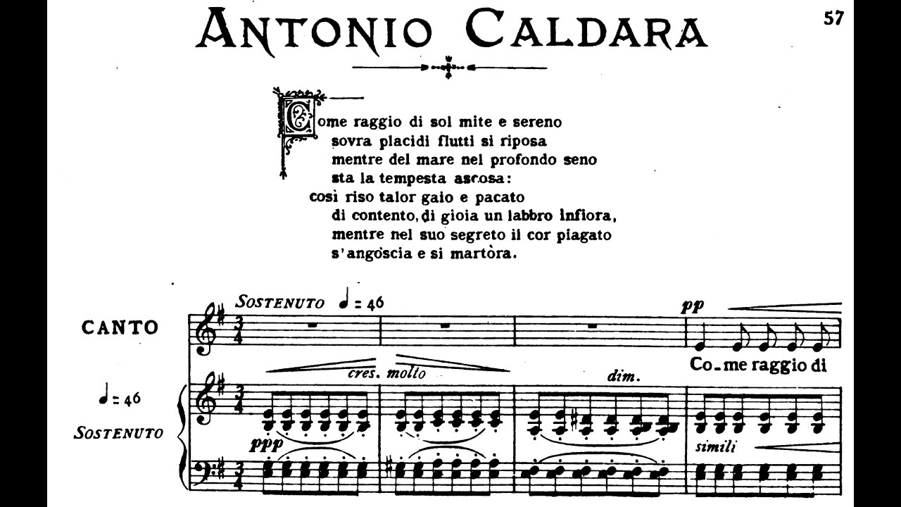 Antonio Caldara - Come Raggio Di Sol - Piano only Em