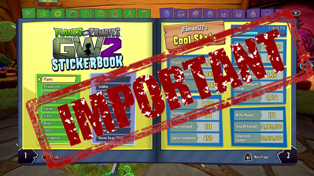 HOW TO COMPLETE STICKERBOOK - Plants Vs Zombies Garden Warfare 2