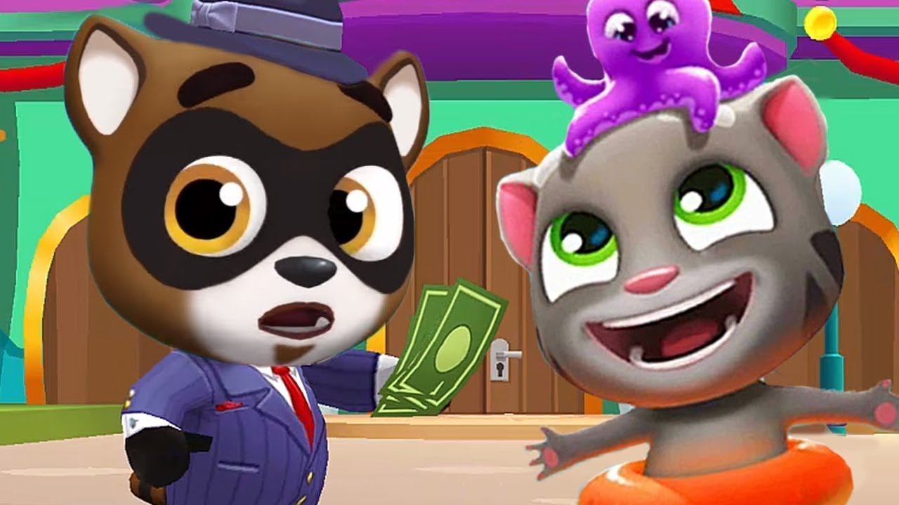 ГОВОРЯЩИЙ ТОМ АКВАПАРК КУПАЕМСЯ В БАССЕЙНЕ мультик игра видео для детей Talking Tom Pool