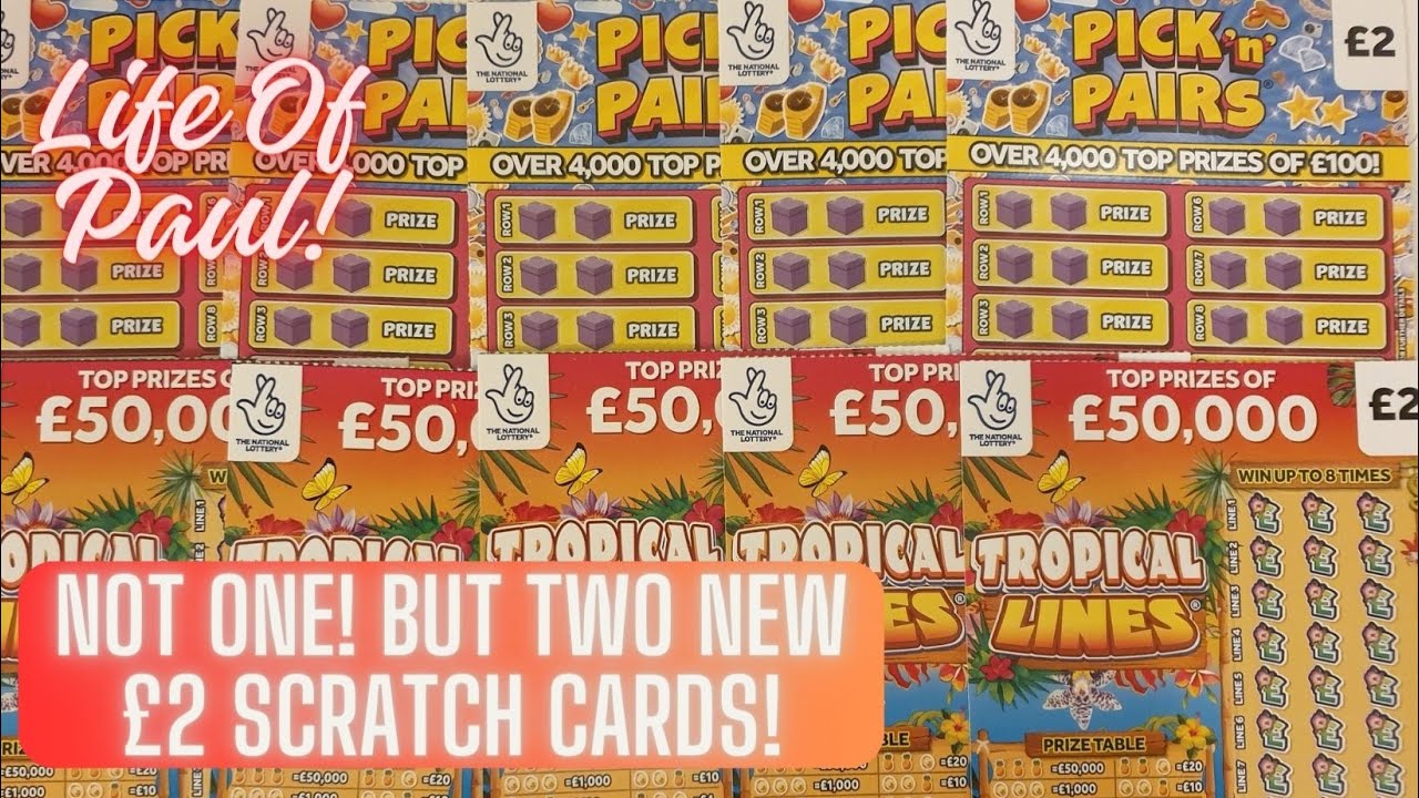 Brand New £2 Lottery Scratch Cards. Tropical Lines and Pick n Pairs!