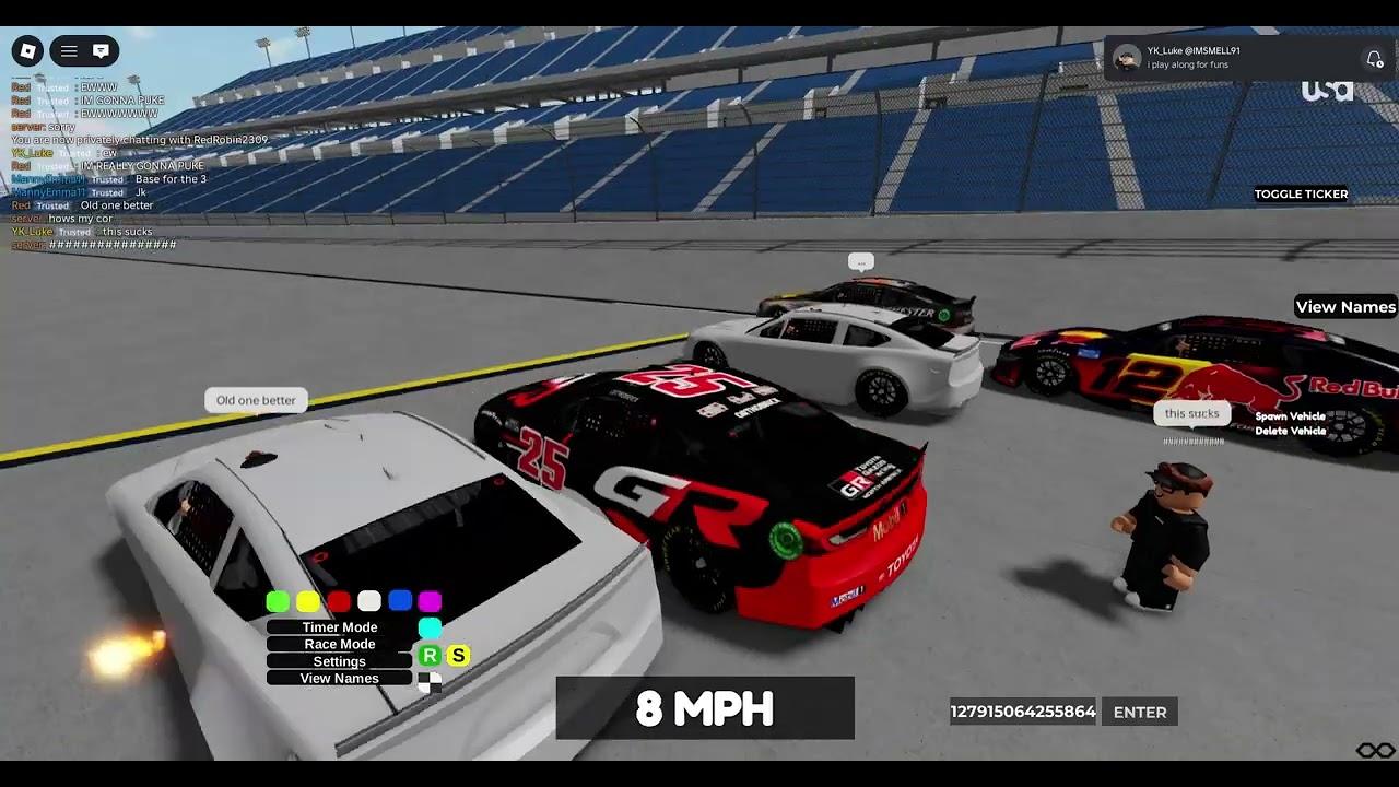 Trolling a Dirty, Lying, Nascar Game kid in my game. (With Friends)
