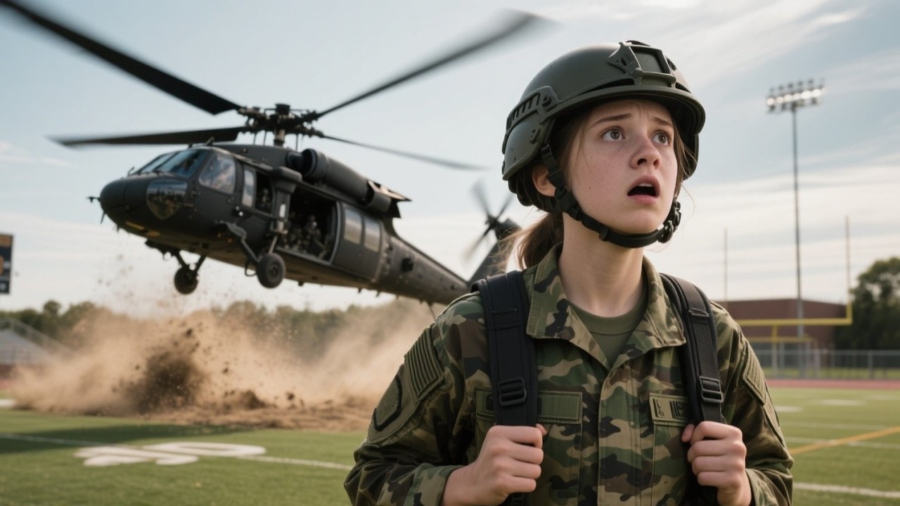 They Teased the Camouflage-Clad Girl at School — Until a Black Hawk Landed on the Football Field