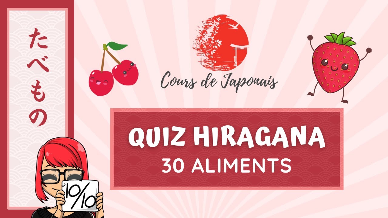 HIRAGANA QUIZ POUR DÉBUTANTS : Entrainement lecture japonais pour débutants [Thème : les aliments]