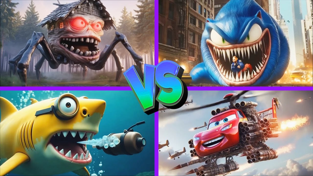 McQueen Helicopter🆚Sonic Worm🆚House Haed🆚Minino Shark - Tiles Hop EDM Rush 🎶