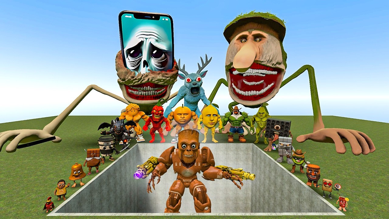 AI Brainrot Memes vs Mecha Titan Tung Tung Tung Sahur Bosses in Giant Pit &ndash; Gmod Chaos