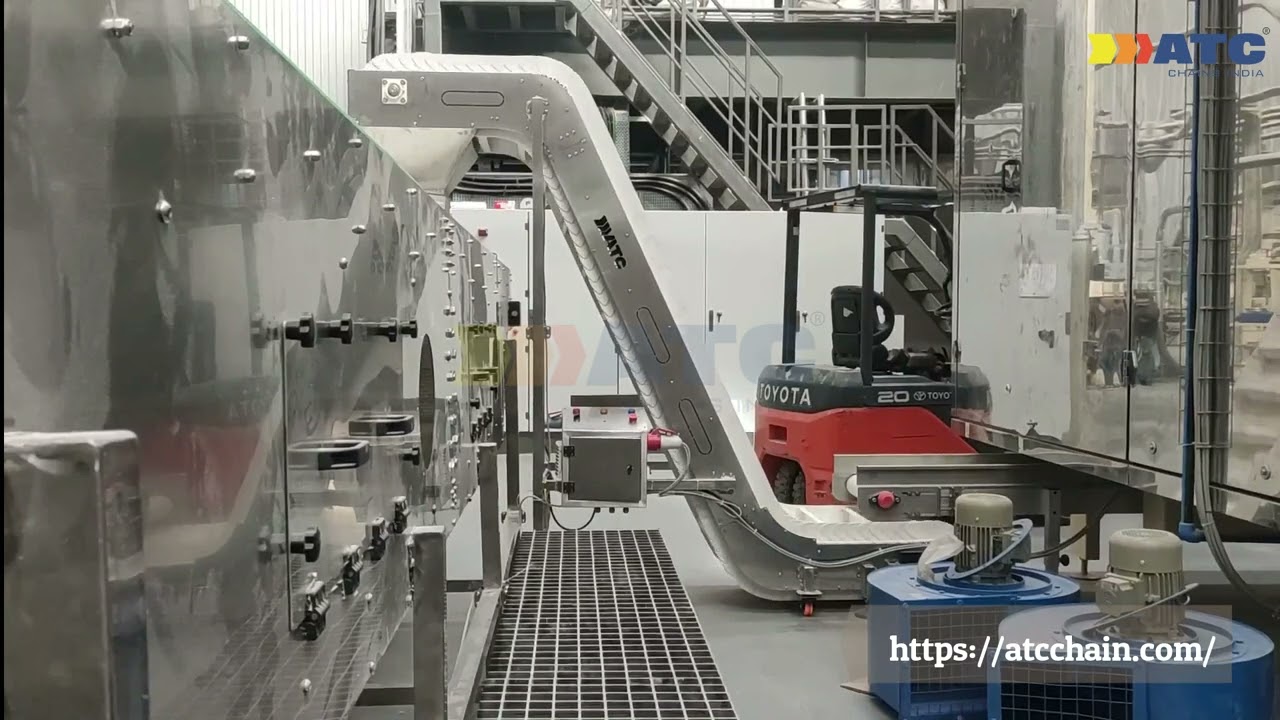 ATC CHAINS INDIA BUCKET MODULAR BELT CONVEYOR SYSTEM  PANIPURI PHUCHAKA PASTA PROCESSING LINE