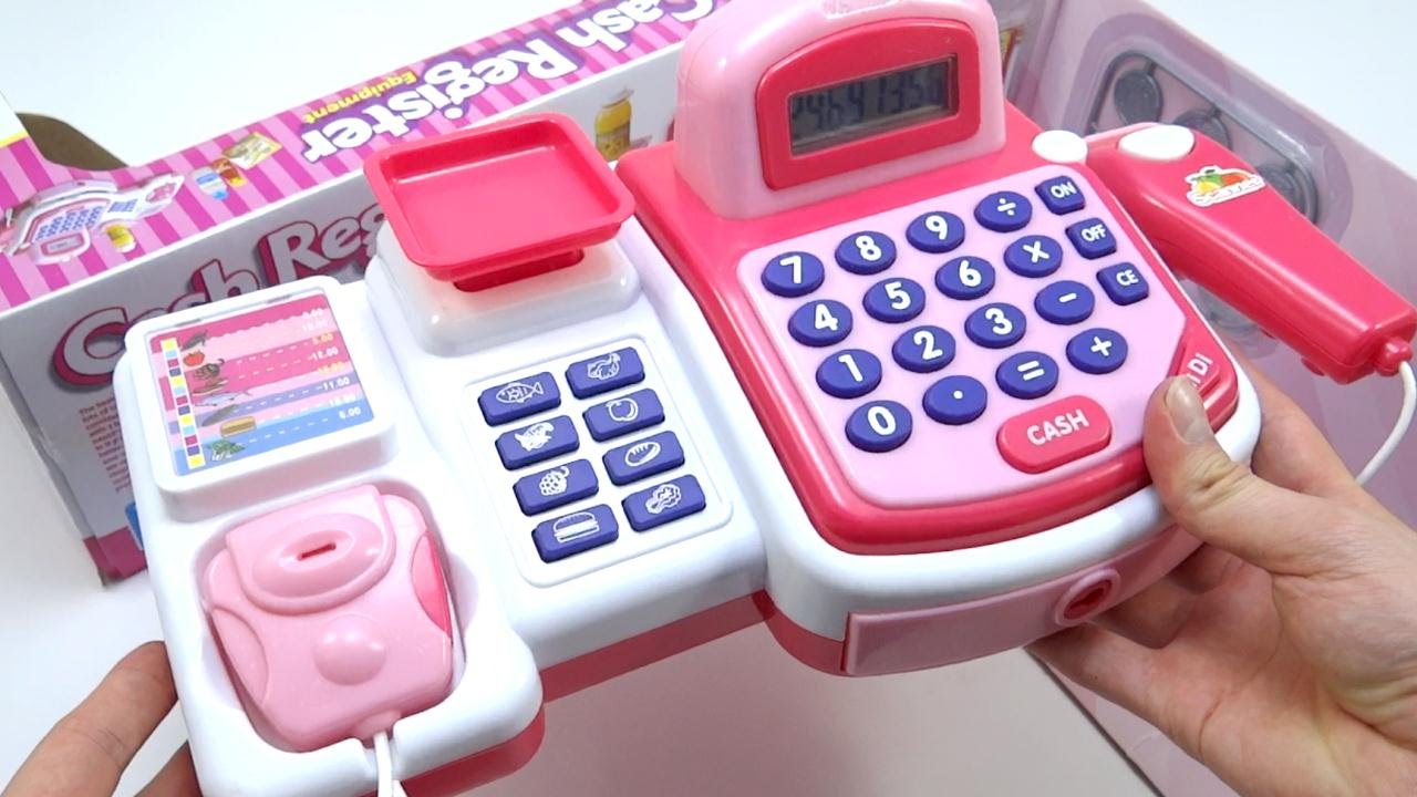 CAJA REGISTRADORA DE JUGUETE TOY CASH REGISTER PINK 24 Accessories LCD CALCULATOR Para Ni&ntilde;as