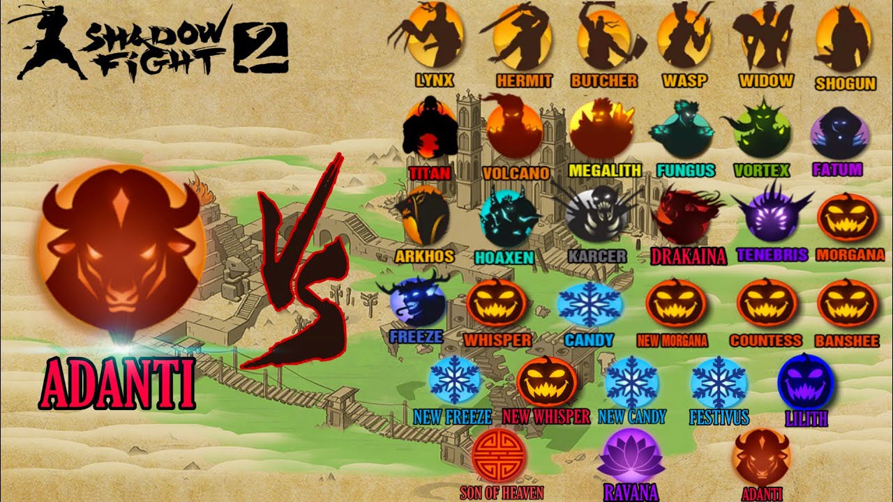 Shadow Fight 2 ADANTI VS ALL BOSSES