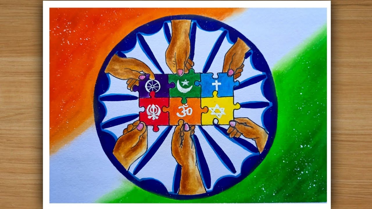 Unity in diversity drawing with oil pastel| United India drawing.