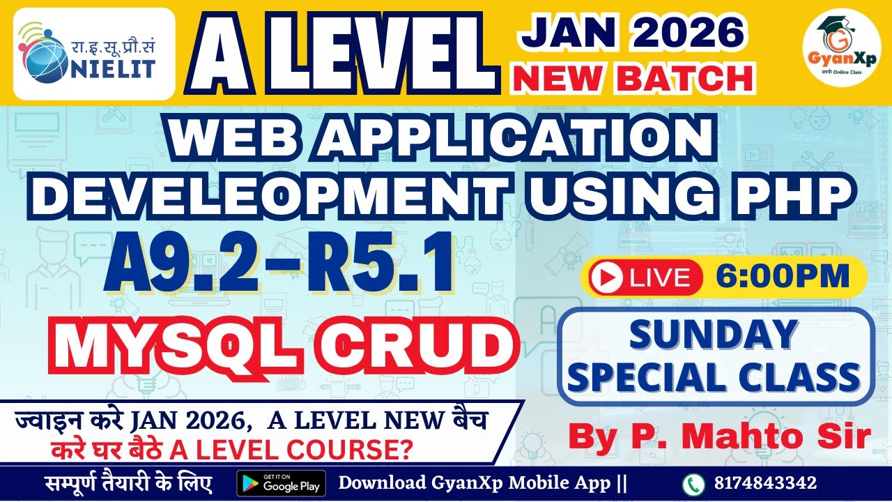 Web Application Development using PHP (A9.2-R5.1) | MySQL CRUD | A Level JAN 2026
