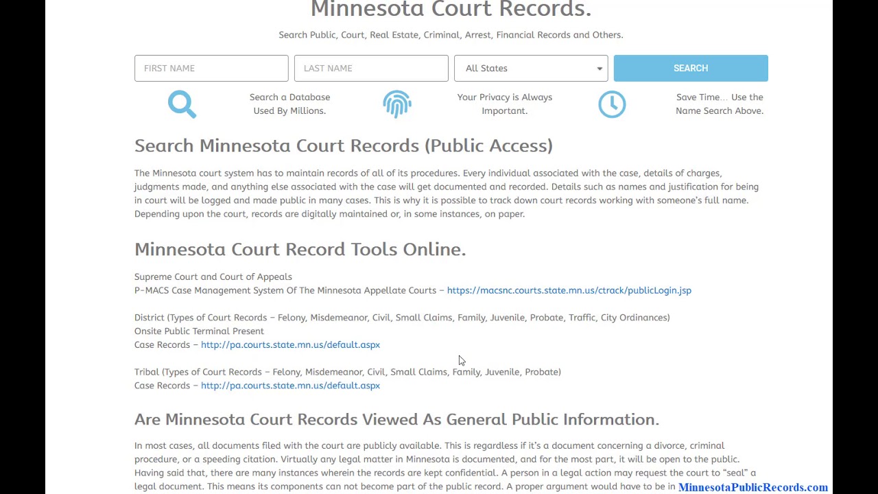 Search Minnesota Court Records (Public Access)