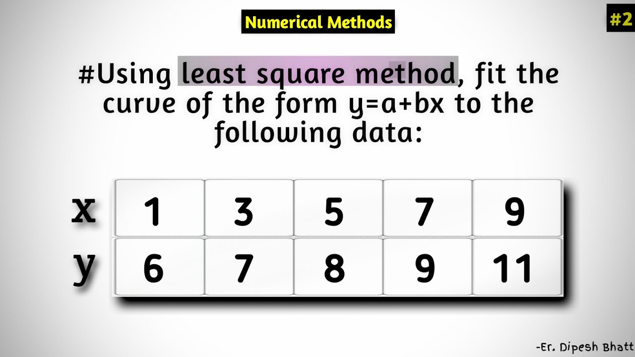 Curve fitting by Least square method (y=a+bx) | Numerical Methods | Dipesh Bhatt |