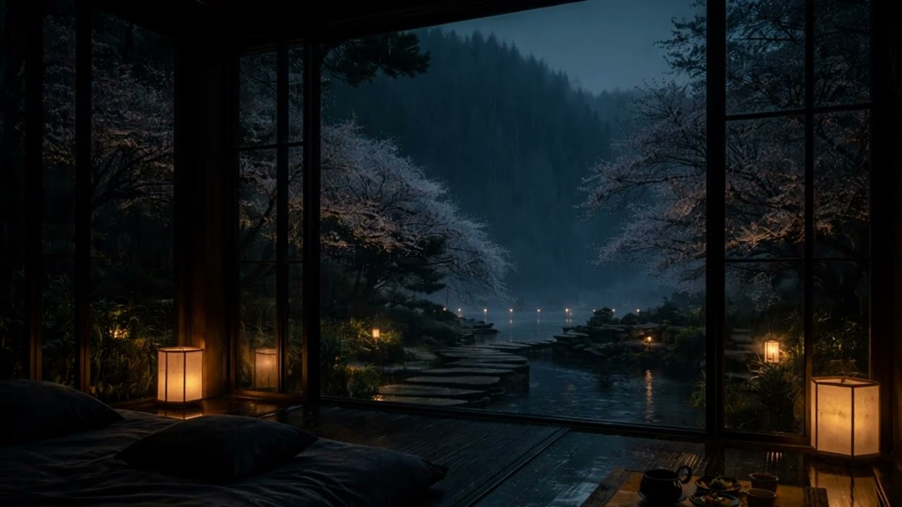 Soft Rain in a Japanese Garden 🌧 | Cozy Night Ambience for Deep Sleep & Relax and Studying