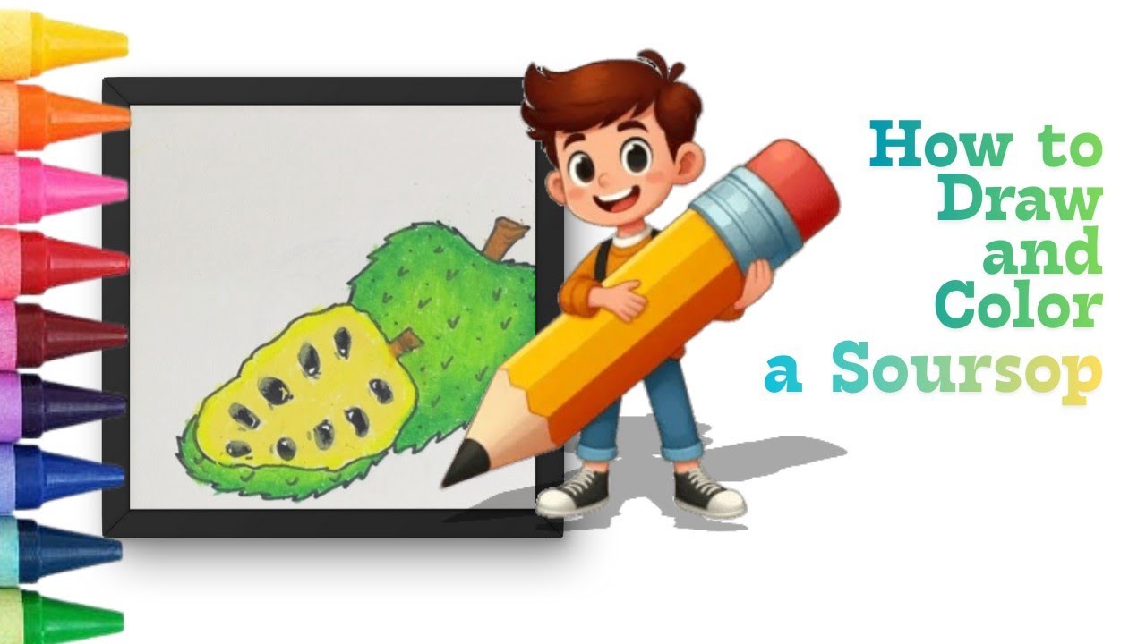 How to Draw and Color a Soursop | Easy Drawing and Coloring for Kids | Little Crayon Clouds 