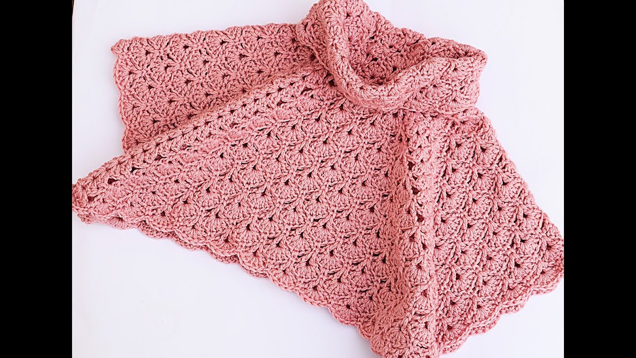 Poncho de abanicos para  niña a crochet Majovel muy fácil y rápido #crochet #ganchillo